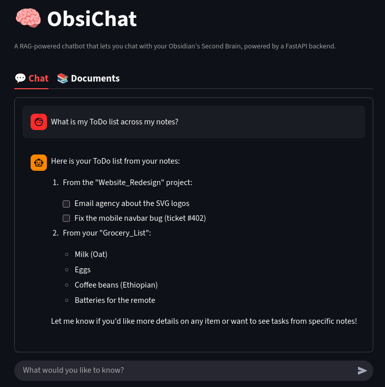 ObsiChat Interface